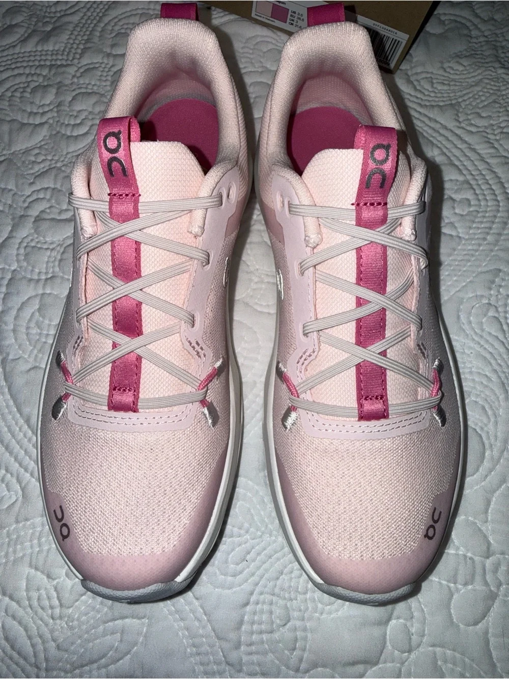 On Running Pink and White Kids' Cloudswift Sneakers